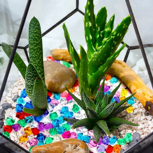 Vista 6 de Syhood 400 gemas falsas acrílicas multicolores, rellenos de jarrón de rocas de hielo trituradas, dispersión de mesa, relleno sensorial