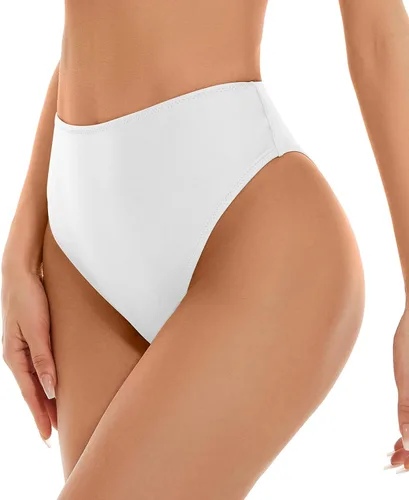 Vista 3 de Kepblom Parte inferior de bikini de cintura alta para mujer, de corte alto, para playa, piscina, festivales rave