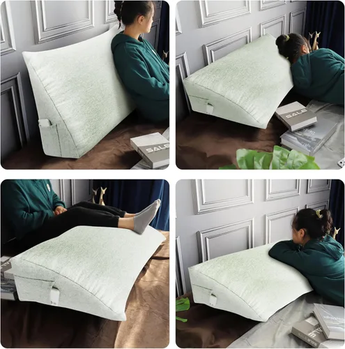 Vista 8 de BNCKTRD Almohada de cuña para cabecero, tamaño King XXL, almohada para respaldo de cama, cojín de respaldo para leer, ver la televisión, trabajar