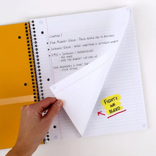 Vista 4 de Five Star Cuaderno de espiral + aplicación de estudio, 100 hojas, 1 materia, papel rayado universitario, combate el sangrado de tinta, cubierta
