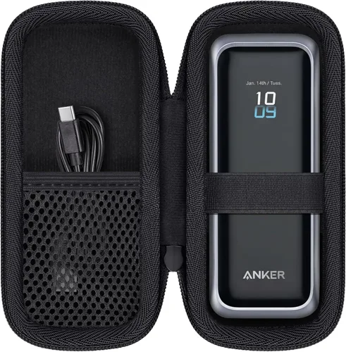 Estuche de viaje rígido Khanka de repuesto para banco de energía portátil Anker Prime, 20100mAh 220W(A110B) /20000mAh,200W(A1336), solo estuche Negro