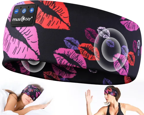 Vista 16 de MUSICOZY - Diadema para dormir con auriculares Bluetooth 5.4, audífonos inalámbricos con máscara para los ojos, orejeras HD para entrenamiento