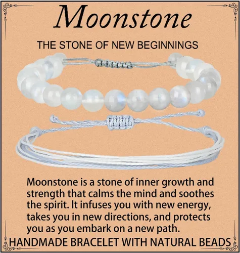 Vista 25 de LPBeads Pulsera de piedra natural hecha a mano de tamaño ajustable