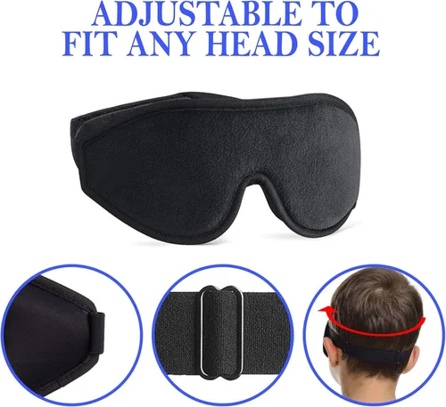Vista 3 de Máscara de sueño 3D para niños, con bloqueo de luz, antifaz contorneada de espuma viscoelástica para dormir, correa ajustable para los ojos
