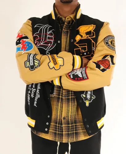 Vista 5 de SCREENSHOT VARSITY JACKET 3202 - Chaqueta de moda pesada acolchada para hombre, estilo urbano