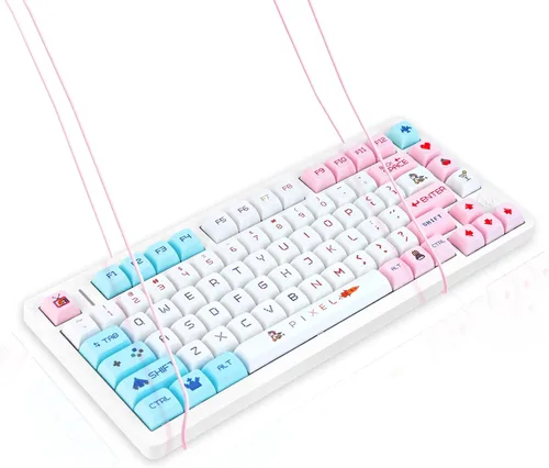 Vista 3 de JOLINTAL Teclas PBT de píxeles para juegos de 125 teclas, teclas XDA Profile Pixel vs Styles, sublimación de calor, sandía helado, sensación