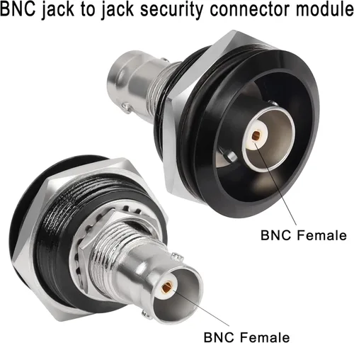 Vista 2 de QIANRENON Adaptador circular de fijación roscada BNC hembra a hembra Conector de montaje en panel BNC Toma de módulo de vigilancia BNC, 75 ohmios