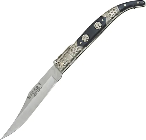 Joker Navaja de bolsillo clásica N103 mango zamak y ABS decorado, 2.12 oz, hoja 3.93 pulgadas acero inoxidable 420, herramienta de pesca, caza Negro
