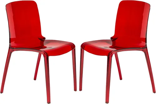 LeisureMod Silla de comedor moderna de mediados de siglo, silla de acrílico para cocina, comedor y decoración contemporánea del hogar (rojo, juego