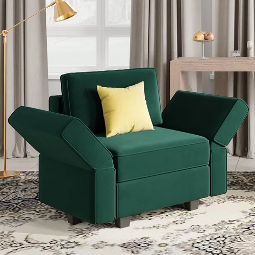 Vista 35 de Belffin Sofá modular Módulo medio con almacenamiento Accent Silla sin brazos para sofá modular seccional terciopelo negro