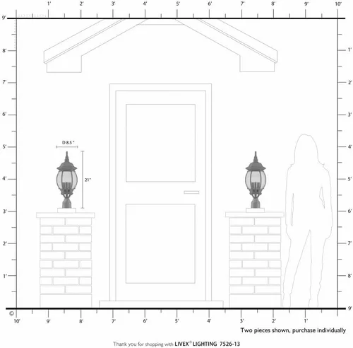 Vista 5 de Livex Lighting 7526-14 Frontenac - Lámpara tradicional de 3 luces para exteriores con pantallas de vidrio biselado transparente, 22 x 8 x 22 Negro