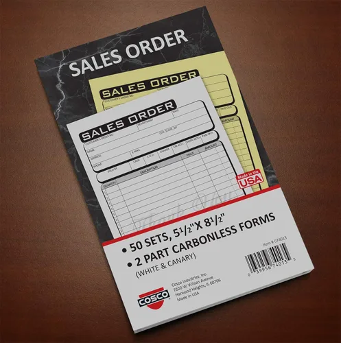 Cosco® Libro de formularios de pedidos de ventas con antideslizante, negocios, 5 1/2 "x 8 1/2", 2 partes sin carbono, 50 juegos (074013)