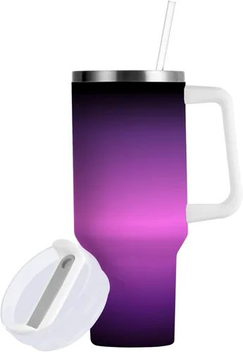 Vista 14 de JUNZAN Aurora Blue Green Purple Water Bottles With Handle Wide Mouth Vacuum Stainless 30 OZ Travel Coffee Mug Spill Proof with Straw Lid Men for