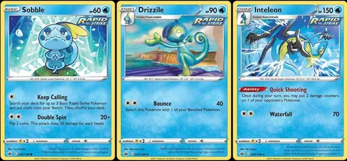 Pokemon Inteleon 043/198 Chilling Reign Rapid Strike - Lote de cartas coleccionables sin clasificar, multicolor, tema de anime, 1 pieza