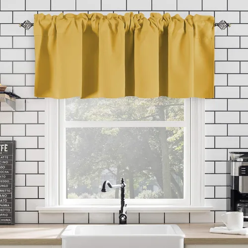 Vista 2 de Cenefas Keqiaosuocai para ventanas, con bolsillo para barra de ventana, cortinas opacas para dormitorio, sala, cocina, sótano