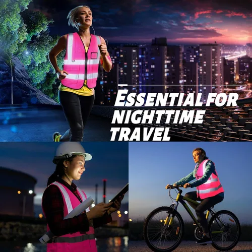 Vista 7 de EBOOT 20 Pcs Vests High Visibility Reflective Vest Safety Neon Bright Work Construction Vest with Pockets Reflective Strips