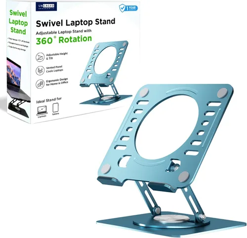Vista 15 de Uncaged Ergonomics Soporte giratorio para computadora portátil para escritorio, soporte ajustable para iPad para escritorio con rotación de 360°
