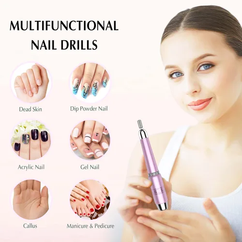 Vista 4 de Feebeezod Electric Nail File, Nail Drills for Acrylic Nails Professional Gel Nail Kit Portable Efile Nail Drill with LED Display, Nail Drill Machine