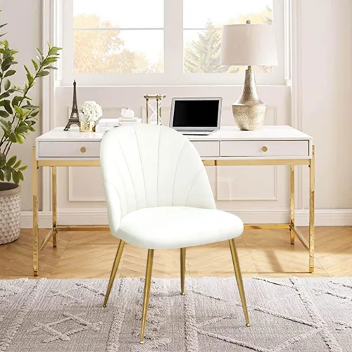 Vista 9 de X-VOLSPORT Juego de 2 sillas de comedor de terciopelo, juego de sillas decorativas modernas para sala de estar, dormitorio, silla de tocador sin