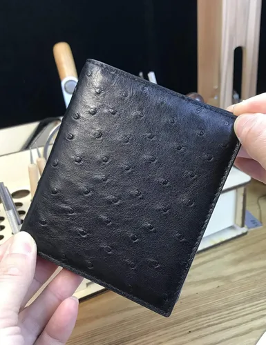 Vista 4 de CHERRY CHICK Cartera de piel de avestruz auténtica de piel de auténtica para hombre