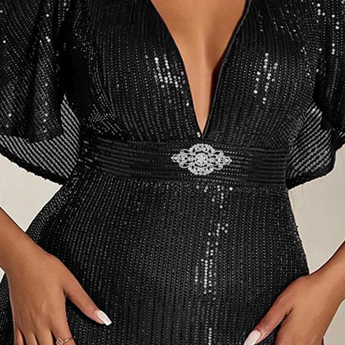 Vista 2 de Broche de diamantes de imitación Art Deco de cristal nupcial vintage para boda