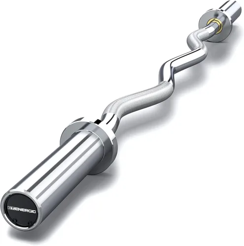 Vista 10 de Barra olímpica EZ Curl de 47 pulgadas, barra de acero de 500 libras de capacidad, adecuada para placas de peso de 2 pulgadas, barra de rizo de 2