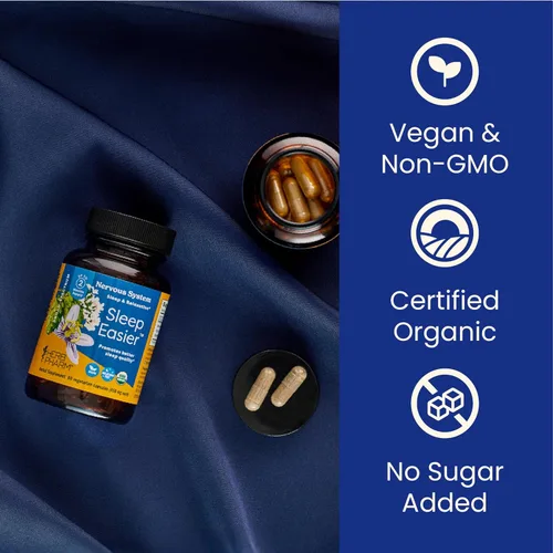 Vista 6 de Herb Pharm Cápsulas Sleep easier con raíz de valeriana y rizoma, pasiflora y lúpulo. Ayuda para dormir a base de hierbas orgánicas sin melatonina