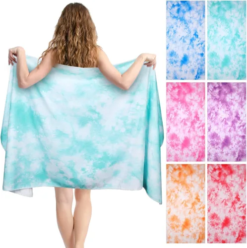 Kinlop 6 toallas de playa de microfibra de teñido anudado, toallas grandes sin arena, de secado rápido, absorbentes para adultos, toalla de baño