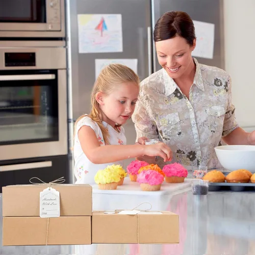 Vista 7 de YEKTFS 24 piezas de cajas para galletas con ventana para regalos de papel, cajas de regalo marrón para panadería de 9 x 6.3 x 3 pulgadas, fácil