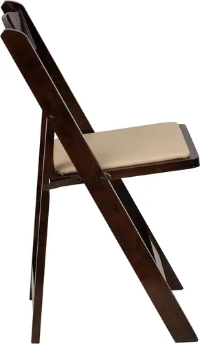 Vista 26 de HERCULES™ silla plegable de madera blanca, con asiento acolchado, Vinilo, Mahogany