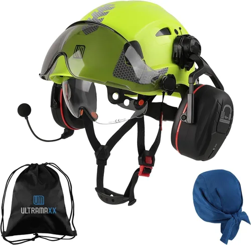 Vista 12 de UM ULTRAMAXX Safety Helmet with Built-in Visor Ear Muffs Kits, Hard Hat with Vented Design, ANSI Z89.1 Certified, Ideal for Industrial and