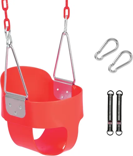 Vista 11 de RedSwing Asiento de Columpio de Cubo con Respaldo Alto para Niños Pequeños con Cadenas Recubiertas, Asiento de Columpio Resistente para Niños