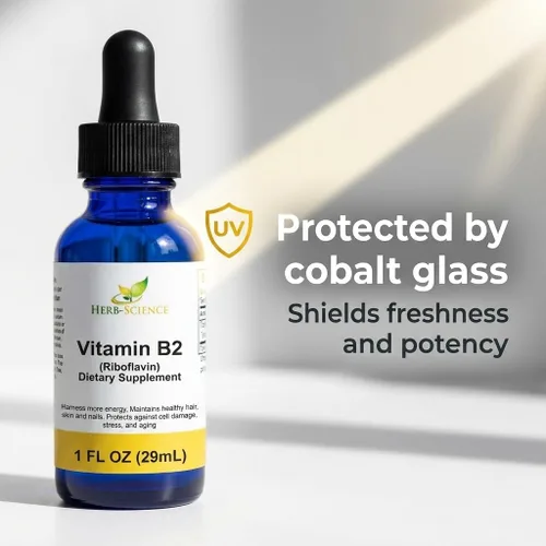 Vista 4 de Suplemento de vitamina B2, extracto líquido de gotas de riboflavina, para aliviar el dolor de cabeza, energía natural, apoyo para el cabello