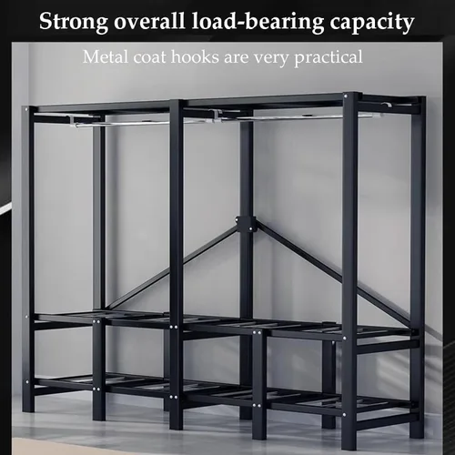 Vista 5 de large closets Portable Wardrobe Closet Thicken Metal Folding Clothes Closet Saves Space Closets for Bedroom with Hanging Rods Closet Space-saving