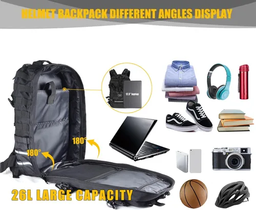 Vista 3 de Mochila para Casco de Motocicleta de Gran Capacidad, Mochila para Motocicleta Senderismo Ciclismo