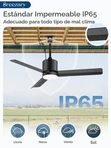Vista 2 de Ventilador de techo negro de 42 pulgadas para interiores