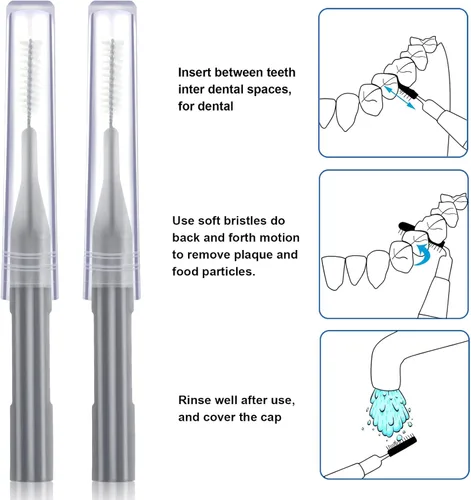 Vista 3 de Patelai Juego de 100 cepillos interdentales, púas limpiadoras suaves con tapa, herramienta de limpieza de huecos de dientes de varios tamaños