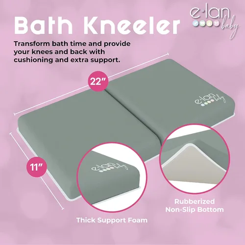 Vista 3 de Comfortable Baby Bath Kneeler and Elbow Rest Pad Set - Kneeling Pad Bath Mat with 4 Toy Organizer Pockets,Non-Slip Baby Bathtub Mat, Waterproof and