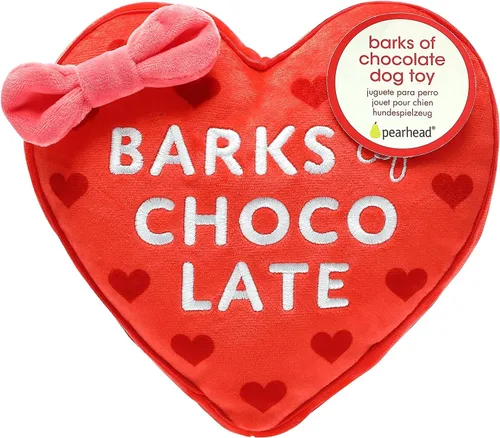 Vista 6 de Pearhead Juguete para perros de ladridos de chocolate, caja de juguete de peluche de chocolate, juguete para el día de San Valentín arrugado