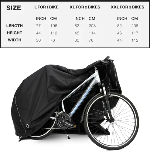 Vista 6 de Funda para bicicleta, impermeable para almacenamiento de bicicletas al aire libre para 1, 2 o 3 bicicletas. Material resistente Ripstop. 2 tipos