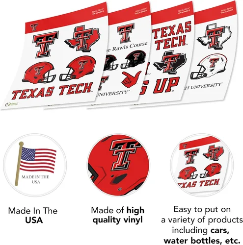 Vista 5 de Desert Cactus Texas Tech Sticker - Calcomanía de vinilo de Texas Tech Red Raiders, para laptop, botella de agua para automóvil, hoja de recortes