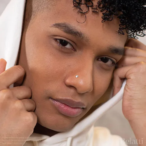 Vista 2 de Nose Rings For Women & Men Crystal Set - Hypoallergenic Nose Studs L Shaped Pack - Nose Ring Nostril Piercing Jewelry