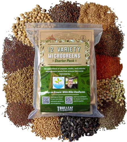 Vista 2 de Kit de semillas de microverdes de 12 variedades - Semilla de brócoli para germinado más rábano morado, remolacha, microverdes de girasol, guisantes