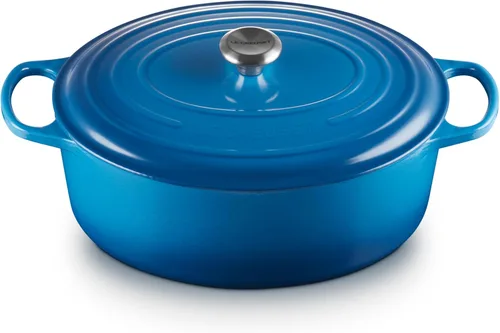 Vista 49 de Le Creuset Horno holandés ovalado Signature de hierro fundido esmaltado, 2.75 cuartos de galón., Blanco