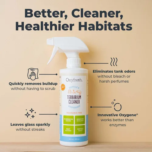 Vista 3 de Oxyfresh Limpiador de terrarios de alta calidad – Eliminador profesional de olores de anfibios y terrarios de reptiles – Seguro y rápidamente