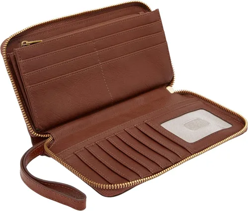 Vista 2 de Fossil Liza - Cartera de cuero con cremallera alrededor para mujer con correa retráctil para la muñeca