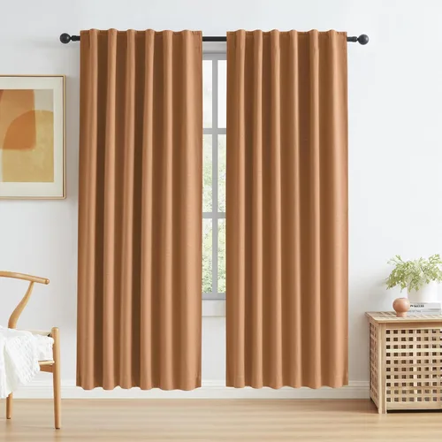 Vista 77 de KEQIAOSUOCAI - Cortinas opacas naturales de 108 pulgadas de largo, cortinas modernas con pestaña trasera, paneles plisados para sistema de cortina