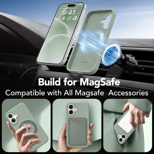 Vista 1719 de GONEZ Funda magnética para iPhone 14, compatible con Magsafe, con protector de pantalla + protector de cámara, forro de microfibra antiarañazos