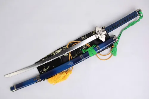 41" Anime Blue Samurai Espada Katana Metal Hoja de Acero Cosplay Traje Arma