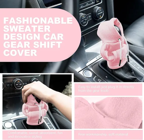 Vista 5 de Sudadera con capucha para palanca de cambios, cubierta universal para palanca de cambios de automóvil, mini sudadera con capucha para palanca